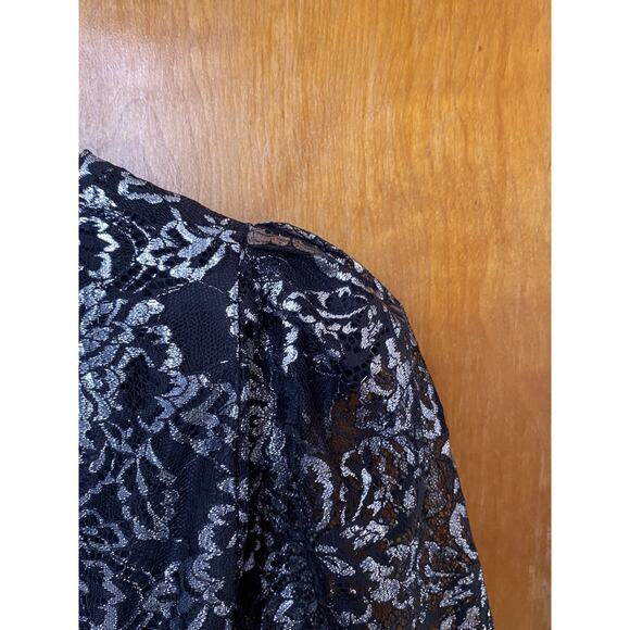 The Vampire's Wife x H&M Mystique Silver Black Metallic Lace Mini Dress Sz L - Picture 5 of 8